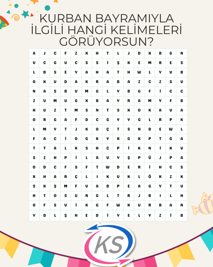 Kelime oyunu seven KScanlar buraya! Kurban bayramıyla ilgili hangi kelimeleri gördün 💃?