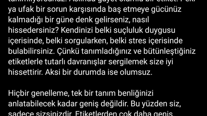 Size biçilen etiketlere karşı kendi benliğinizi ayırt edebiliyor musunuz?