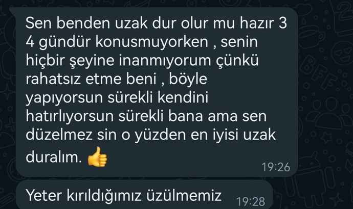 İlişkiyi bitiren sizi istemeyen birine ne cevap verirdiniz?