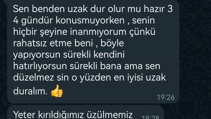 İlişkiyi bitiren sizi istemeyen birine ne cevap verirdiniz?