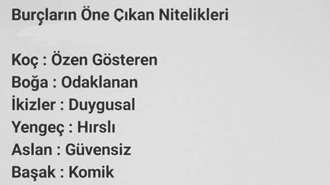 Burcunuzun öne çıkan nitelikleri nelermiş?