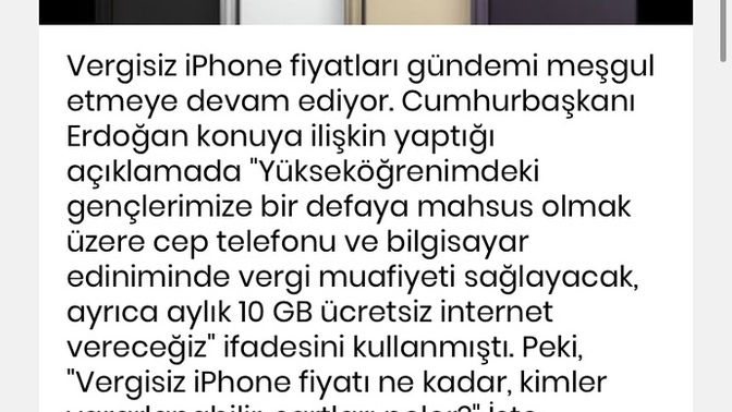 Telefonlar düşücekmiş ÖTV kaldırılıcakmış gençlere?