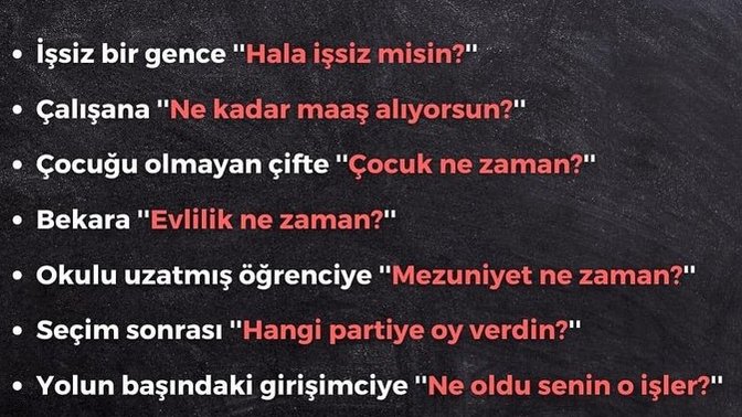Duymaktan sıkıldığınız sorular var mı?
