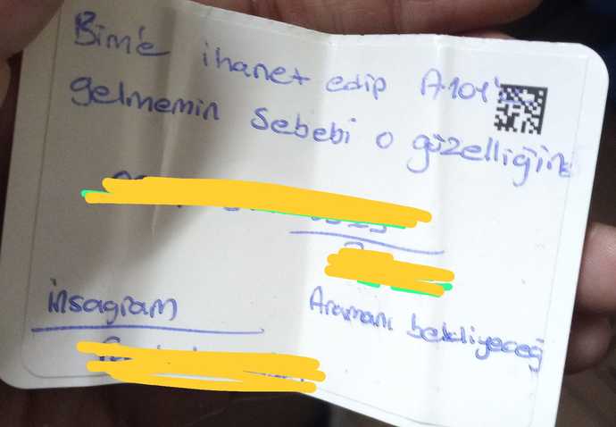 İlk geldiği gün getirdiği kart