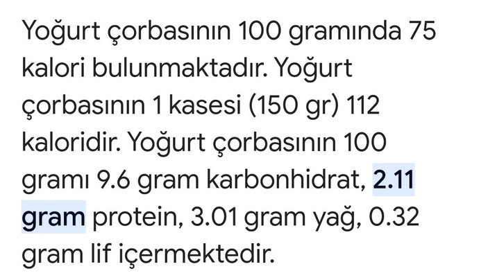 Yoğurt çorbasında protein var mı?