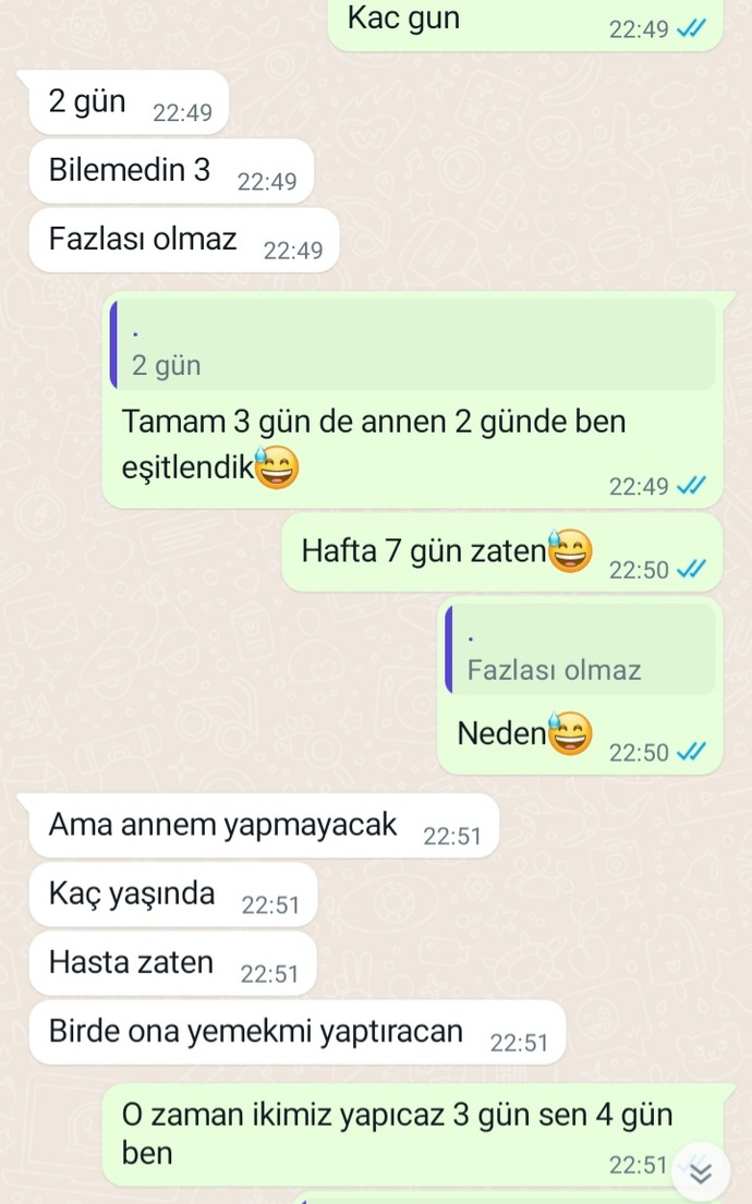 İkimiz de veteriner hekimiz. Evlenince ev işleri sende diyor, eşit olması gerekmez mi?