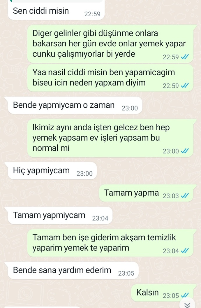 İkimiz de veteriner hekimiz. Evlenince ev işleri sende diyor, eşit olması gerekmez mi?