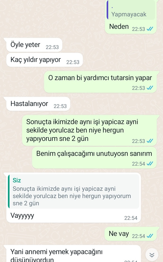 İkimiz de veteriner hekimiz. Evlenince ev işleri sende diyor, eşit olması gerekmez mi?