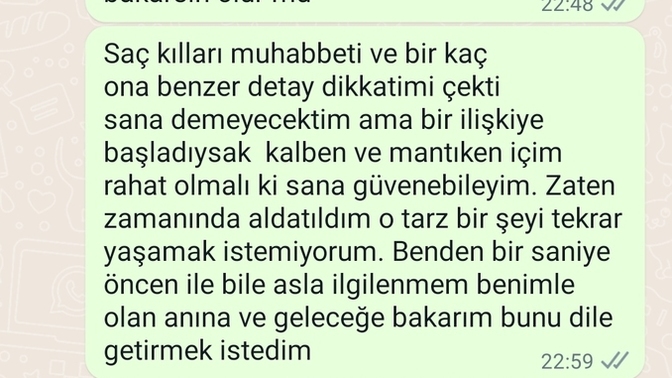 1 aylık tanışma daha yeni sevgililik oldu dün başladık fakat ben böyle yazdım mesajda okuyunca anlarsınız şans vermelimiyim?