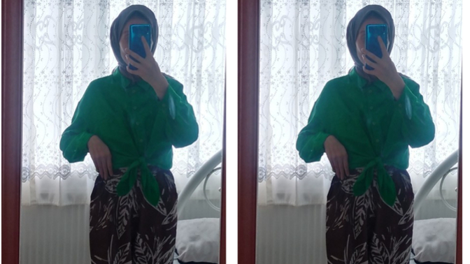 Gömleğin önünü bu şekilde bağladım, itici mi?