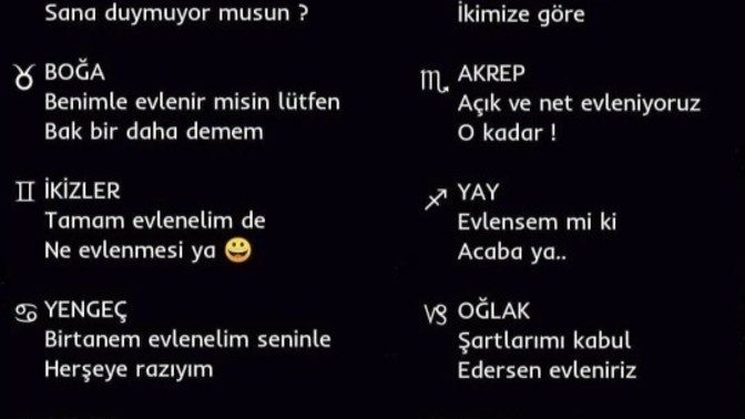Burçlar evlilik teklifi alırsa adlı çalışma 😃 Sizin burcunuz ve yorumunuz ne?