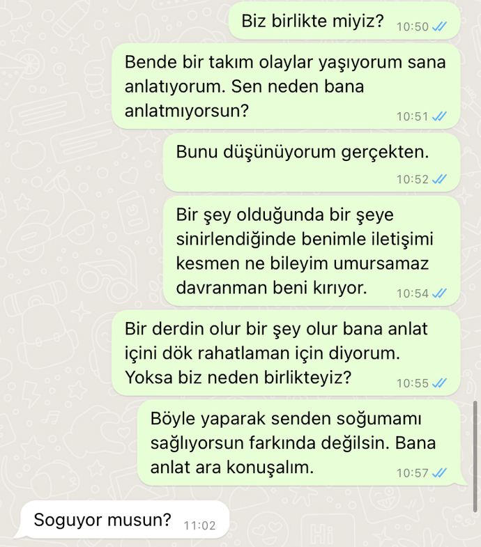 Mesajlarıma görüldü atıp cevap vermiyor?
