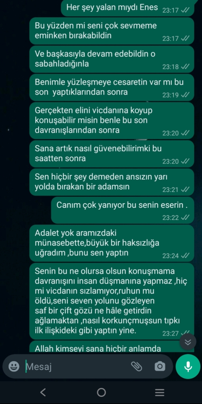 Beni terk eden sevgilime yazdığım mesajlar nasıl arkadaşlar?