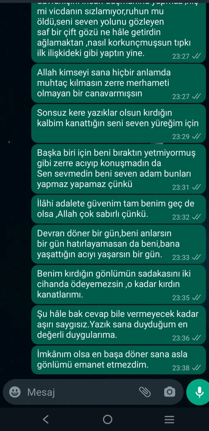 Beni terk eden sevgilime yazdığım mesajlar nasıl arkadaşlar?