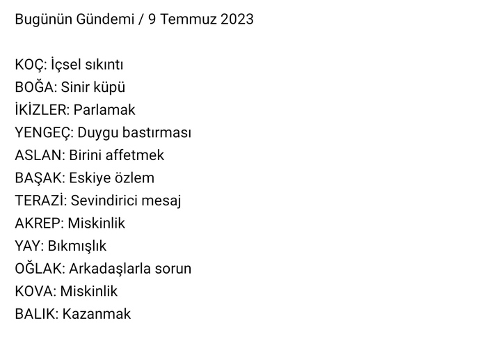 Burcunuza göre bugünün gündemi nedir?