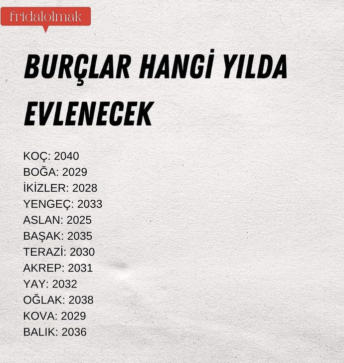 Burcuna göre hangi yılda evleneceksin?