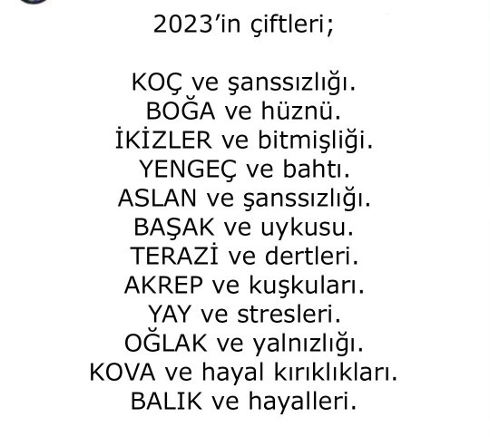 2023ün çiftleri böyleymiş. Senin çiftin nedir acaba?