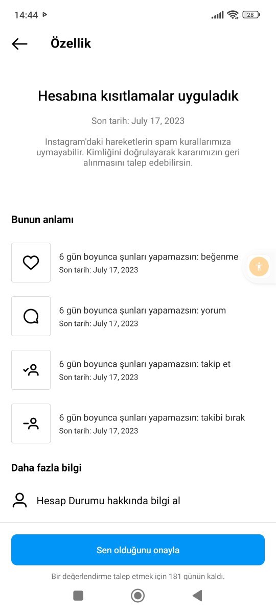 İnstagramımda hata var ne yapmam gerekli?