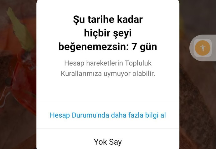 İnstagramımda hata var ne yapmam gerekli?