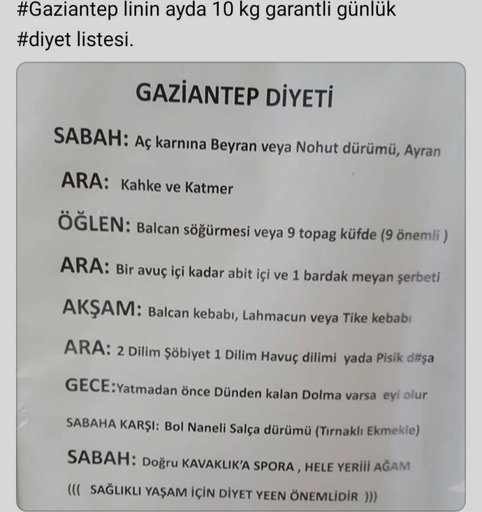 Diyet listem nasıl, bu listeyle ayda kaç kilo veririm 😂?