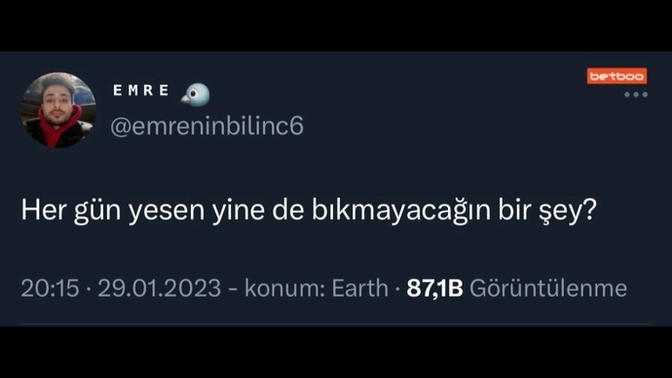 Hergun yesen bıkmayacağın bir şey?