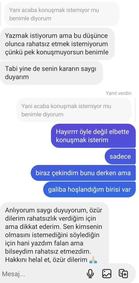 Beni sevdiğini söyleyen birisine bunu dedim?