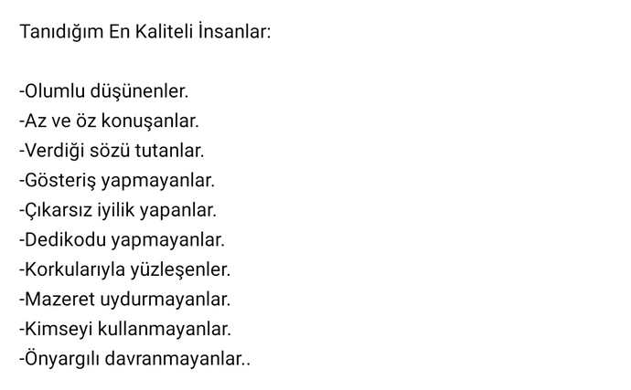 Sizin kaliteli insan tanımınız nedir?