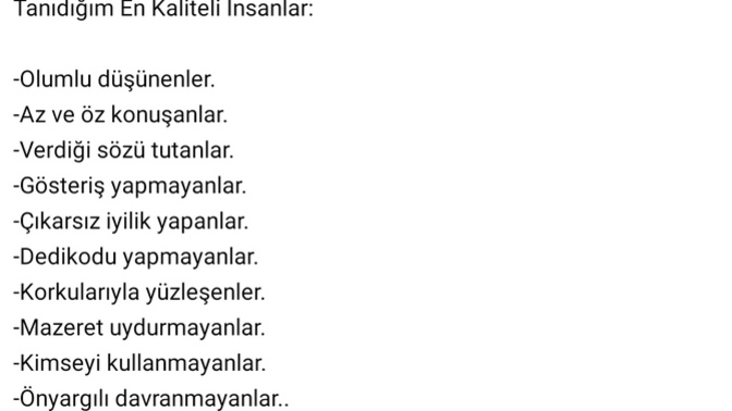 Sizin kaliteli insan tanımınız nedir?