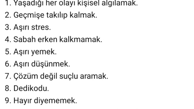 Sizin enerjinizi tüketen alışkanlıklar nelerdir?