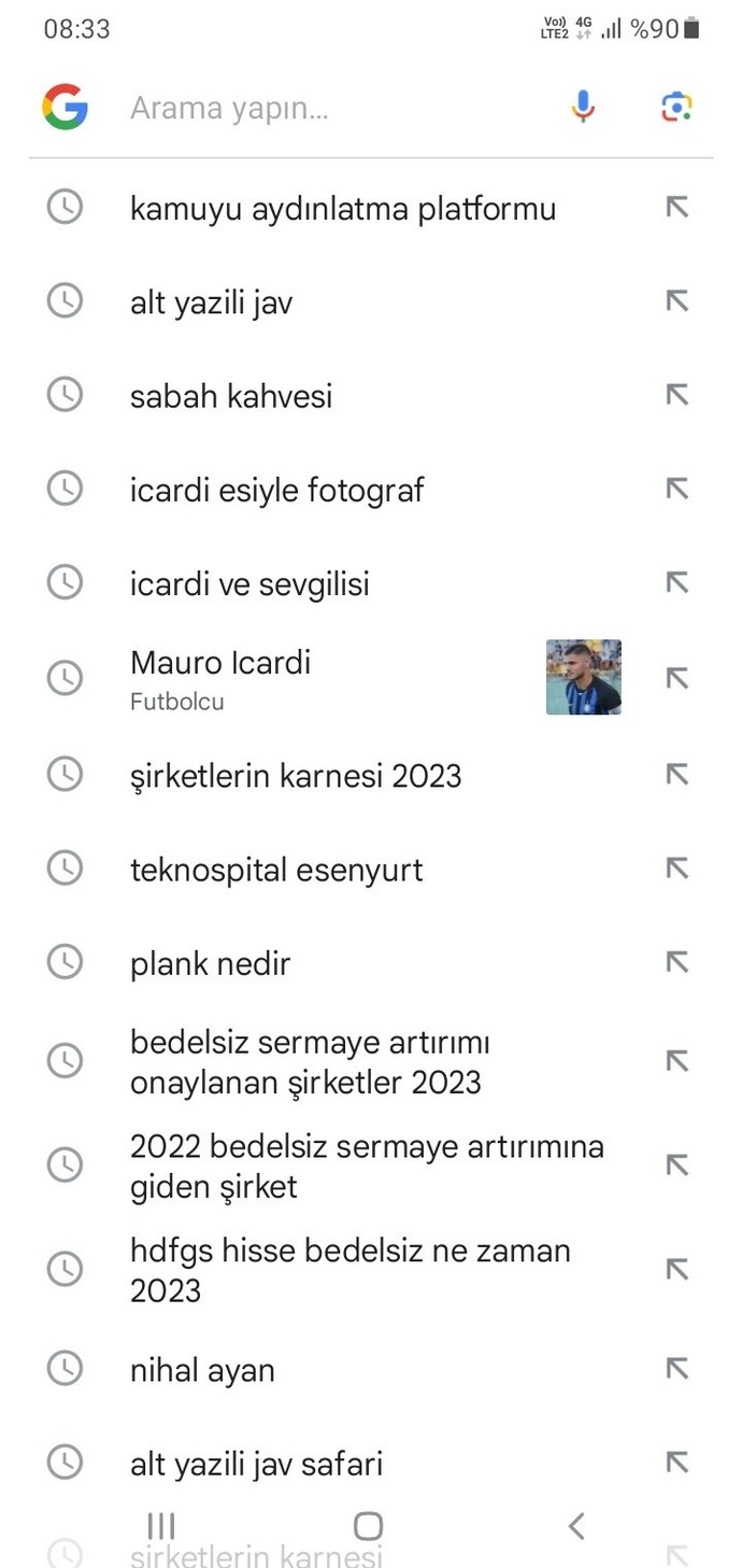 Google geçmişinde en son yaptığınız aramayı yazar mısınız?