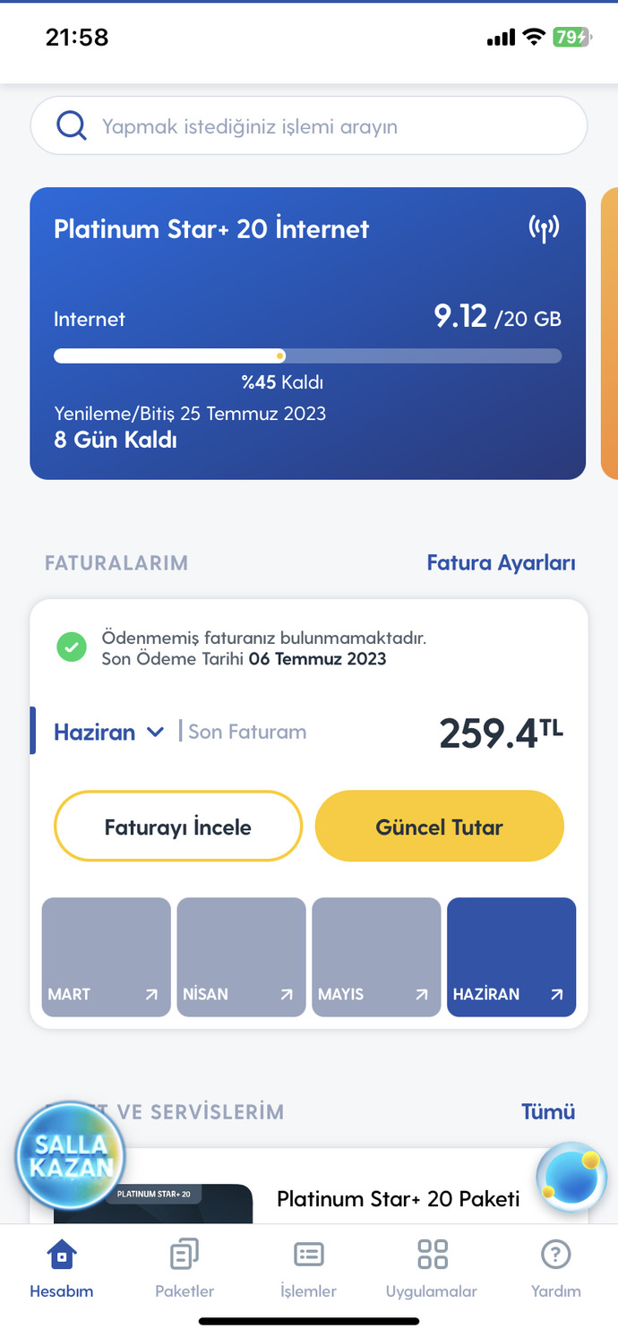Aylık telefon faturanız kaç ₺?