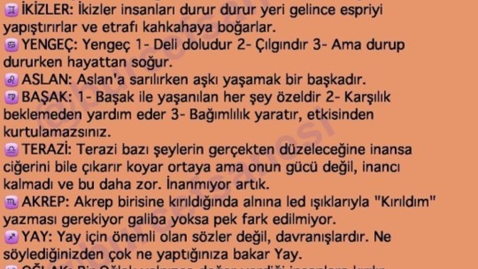 Yarınki burcunun yorumu?