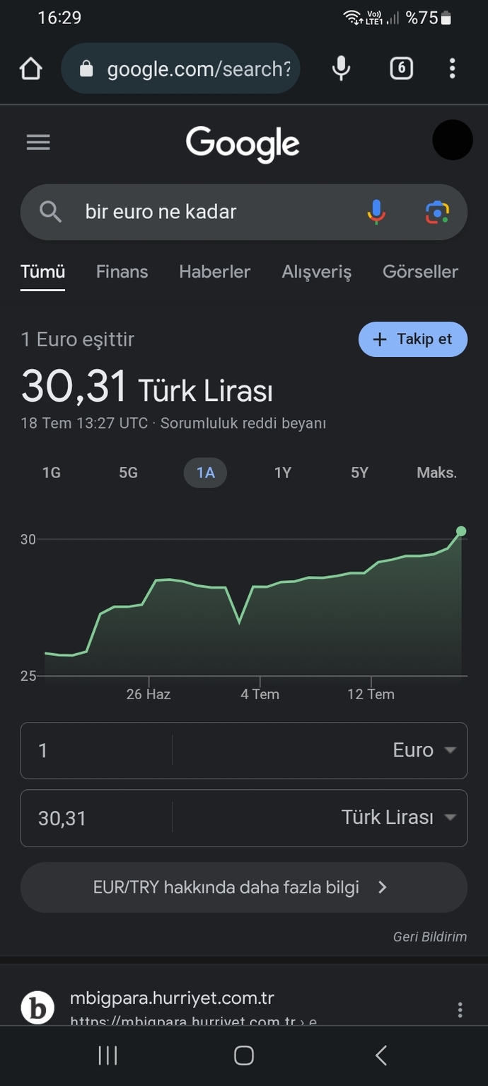 1 Euro 30 lirayı geçti. Ne zaman 50 lirayı görür sence?