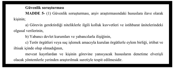 Güvenlik soruşturmasının icrası