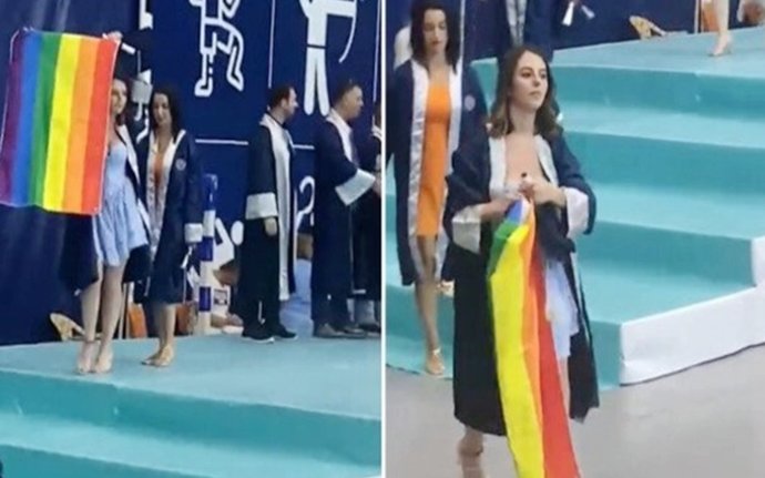 Uşak Üniversitesi, mezuniyette LGBTİ+ bayrağı açan öğrenciye resmi işlemler başlatmış. Bu suç mu?