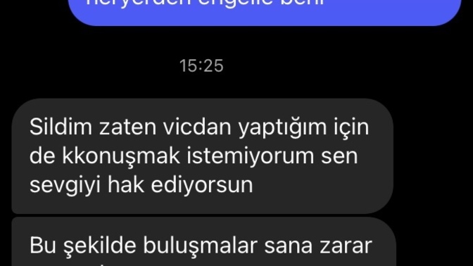 Sadece birlikte olup buluştuğum kişi bana bunu yazdı?