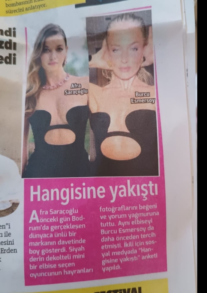 Afra Saraçoğlu ve Burcu Esmersoy aynı elbiseyi giymişler. Sizce kime daha çok yakışmış?