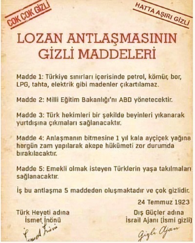 Bıgün Lozan Antlaşmasının 100. Yıl Dönümü! Ne düşünüyorsunuz?