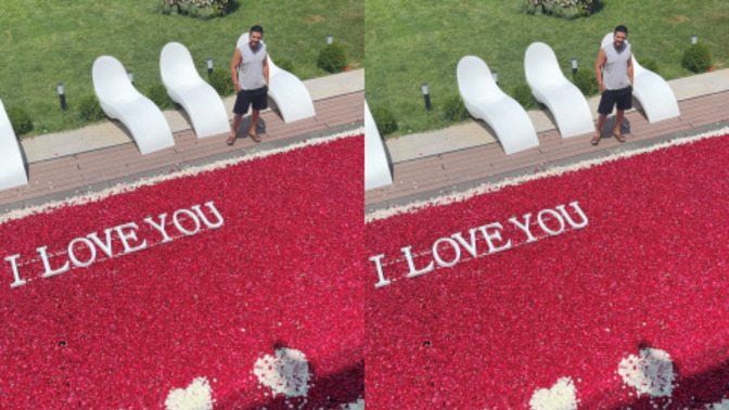 Dilan Polat'ın eşi Engin Polat, karısı için gül dolu havuz hazırlamış. Kızlar böyle hediyeler mi ister?
