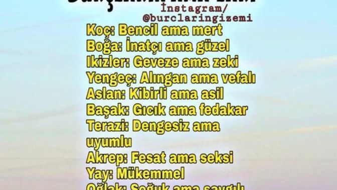 Burçların "ama"ları nelerdir :D?