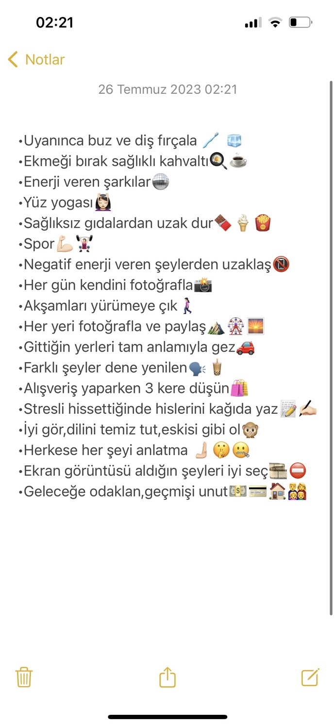 Yarın yeni bir güne başlamak için liste yaptım nasıl sizce?