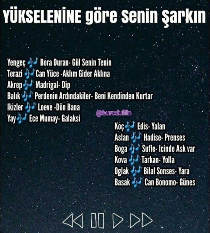 Yükselen burcuna göre senin şarkın hangisi?