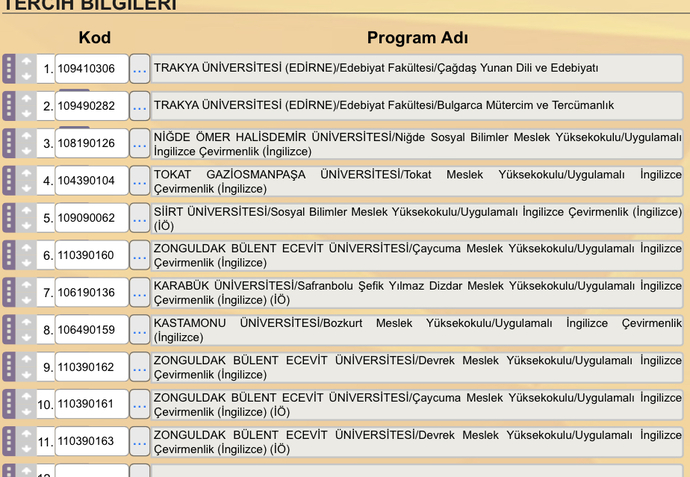 Kaçıncı tercih gelebilir?