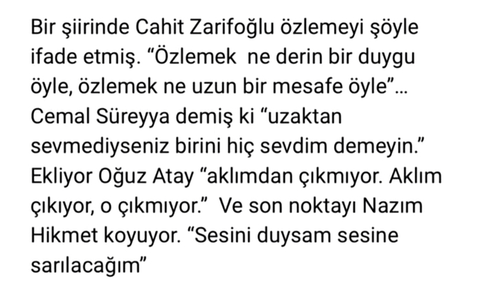 “Özledim” demek ne demektir sizin için?