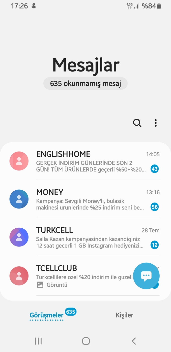 Kaç okunmamış mesajınız var?