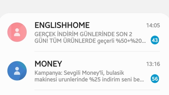 Kaç okunmamış mesajınız var?