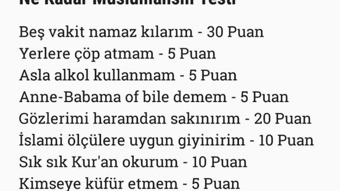 Ne kadar müslümansın testi?