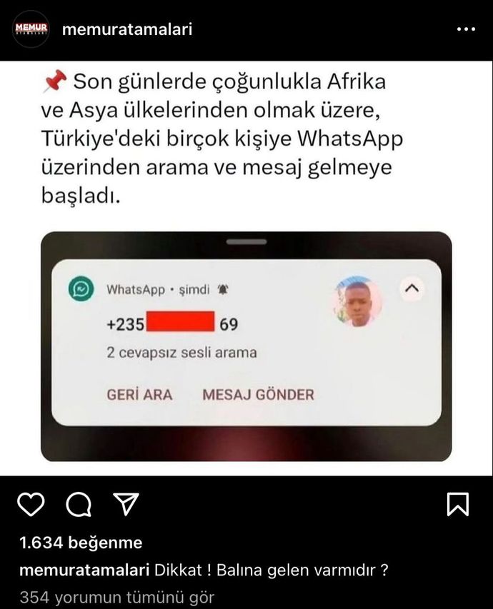Whattsap dan gelen aramaya mesaj attım. Bir sorun olur mu?