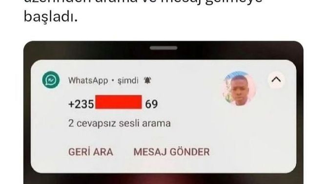 Whattsap dan gelen aramaya mesaj attım. Bir sorun olur mu?