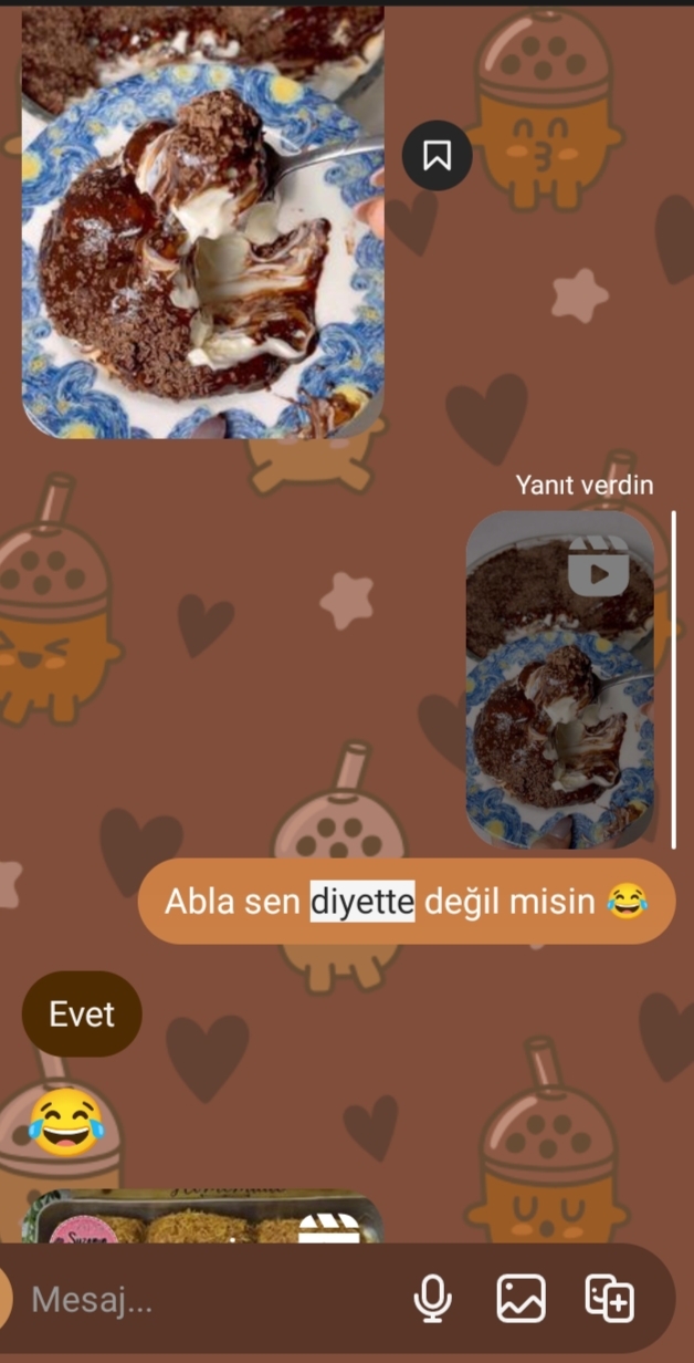 Görsel tamamen bize ait jfmdkdmdkdm diyetinin ilk günlerinde bile bana ful kalorili tarifler gönderen ablacığım 